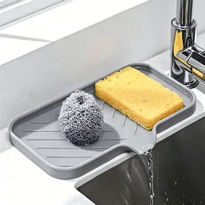 silicone sink tray、sink caddy organizer、kitchen sponge holder、bathroom soap tray、countertop drainage mat、multipurpose silicone tray