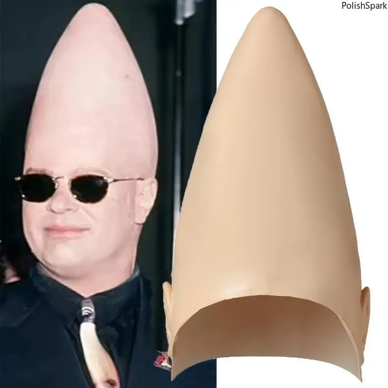 Coneheads Alien Eco-Latex Comedy Mask - 90s Movie Cosplay Accessory, Glasses-Friendly Full Head Cooling Headgear, Breathable Adult Halloween Party Photo Accessory, One Size Fits Most