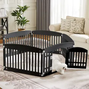 24" 6-Panel Pet Playpen with Door, Dog Playpen For Puppy Small Dogs Keep Pets Secure Easy Assemble Easy Storing Customizable Non-Skid Rubber Feet, Black Pet Playpen Foldable Gate for Dogs Heavy Plastic Puppy Exercise Pen Indoor Outdoor Small Pets Fence Pu