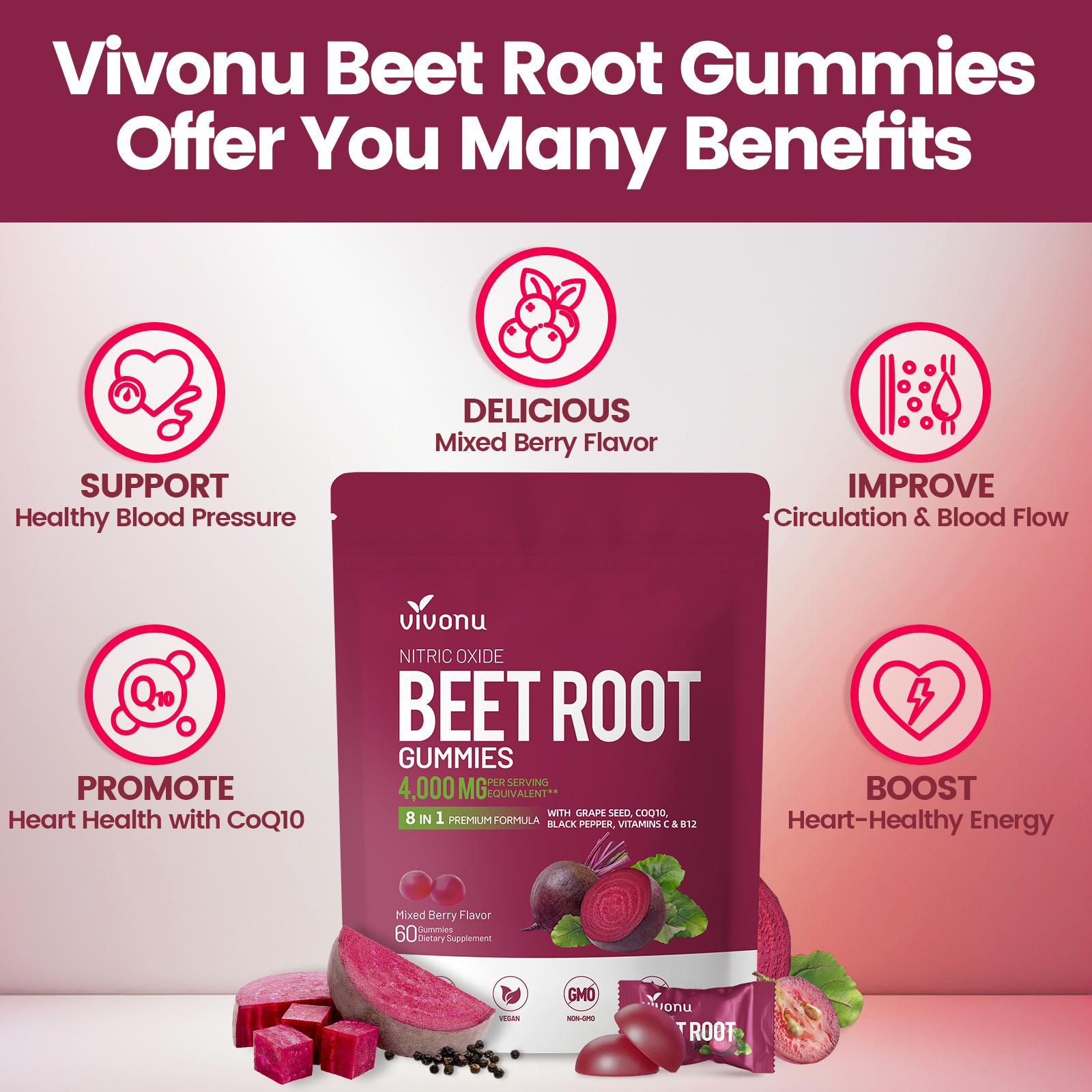 VivoNu Beet Root Gummies – Supports Circulation and Daily Wellness | With CoQ10, L-Arginine, Vitamin C VivoNu Beet Root Gummies – Supports Circulation and Daily Wellness | With CoQ10, L-Arginine, Vitamin C