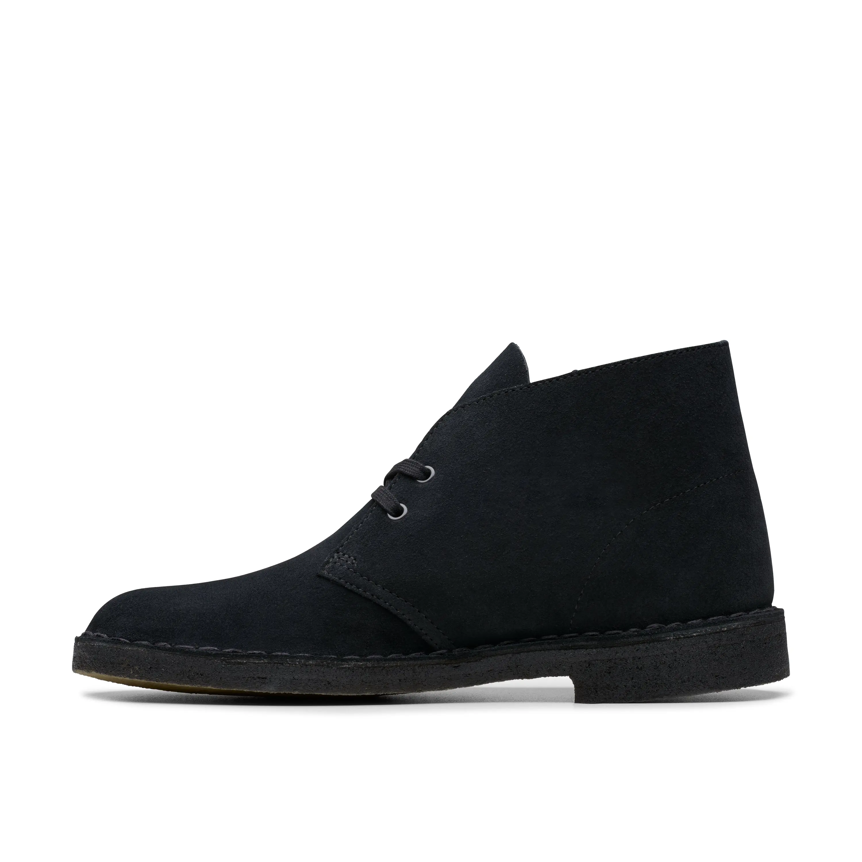 Clarks Men's Desert Boot - Black Unlined Suede Casual Shoe, Classic Lace-Up Walking Shoe, Flat Heel (1cm Or Less), Comfortable Crepe Sole, Closed Toe, 1cm Low Shaft Men's Boot, Walking Shoes