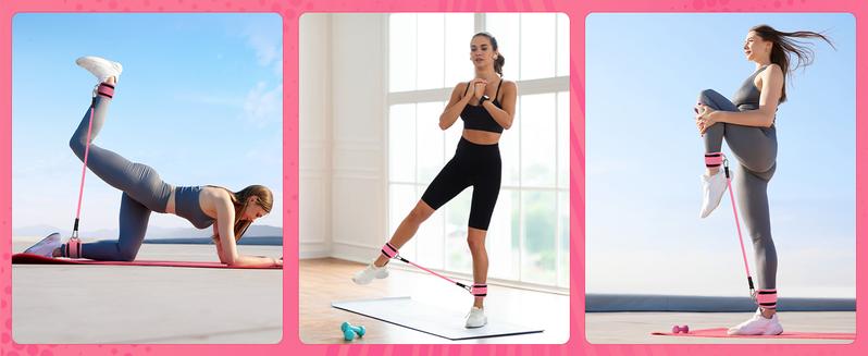 6 pcs Adjustable AnkleBands Resistance Bands for Women & Men ,Workout Equipment for Leg and Hip Training , AnkleStrap with Exercise Bands and TPE Band