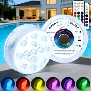 2/4-Pack 13LED Pool Lights with Remote (Batteries Not Included), 16 Color Changing Submersible Lights for Above Ground Pool, Pond, Bathtub, Hot Tub, Party & Home Decoration