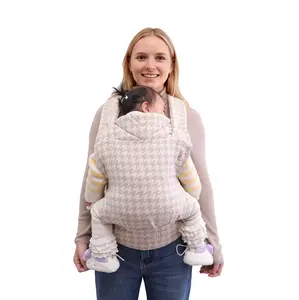 LUJIFO Cotton Linen Baby Carrier for Newborns to Toddlers, Upgraded Houndstooth Adjustable Soft Carrier,  4-in -1 Lightweight Carrier Front and Back Baby Holder Carrier  Pro