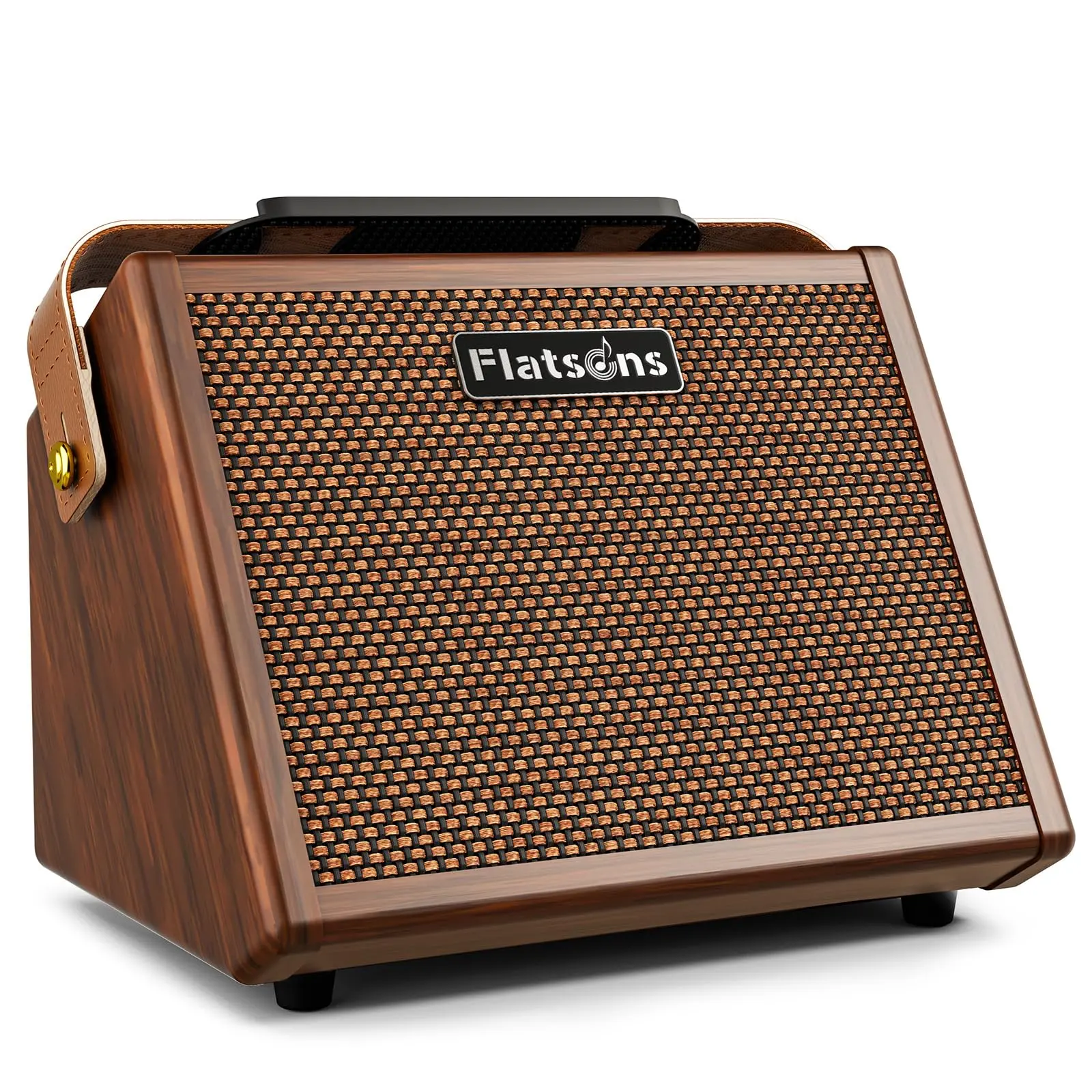 Flatsons-Crush20 20W Acoustic Guitar & Mic Device - Voice Amplifier Sound System with Reverb, 2-Band EQ, Advanced Dual-Chip Wireless, Built-in Li-Ion 8H Rechargeable Battery, Dual Channels, Handwoven Mesh for 6.35mm Connections, Audio
