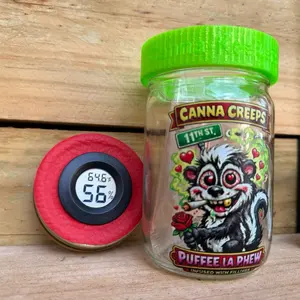Canna Keeper puffy La pew Humidity-Control Jar w/ LockBand Safety Lid for Secure Storage