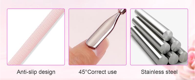 Makartt Cuticle Trimmer with Cuticle Pusher, 3 PCS Pink Nail Cuticle Nipper Professional Pedicure Manicure Tools with Stainless Steel Dual End Pusher, Nail Scraper Nail Care Nail Art