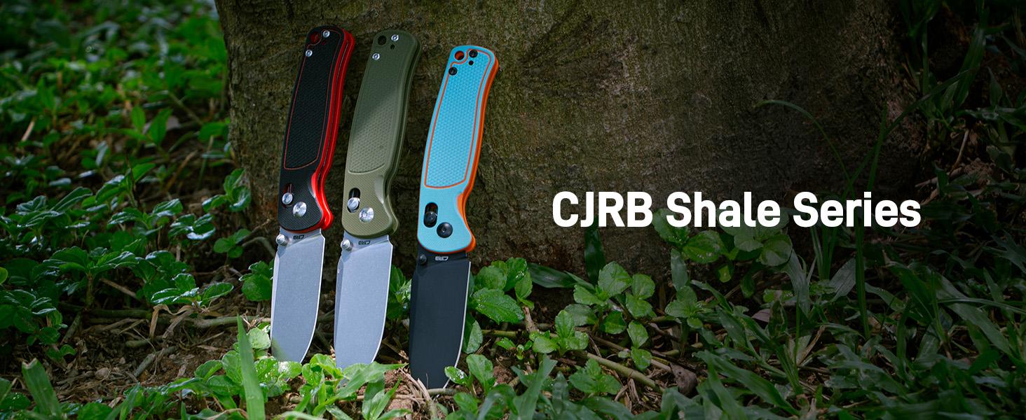 CJRB Shale Folding Pocket Knife, 3.15'' AR-RPM9 Steel Black PVD Blade Dual-tone G10 Handle Folding Knife with Clip, EDC Knife for Men Women, Sharp Camping Hiking Survival Knives