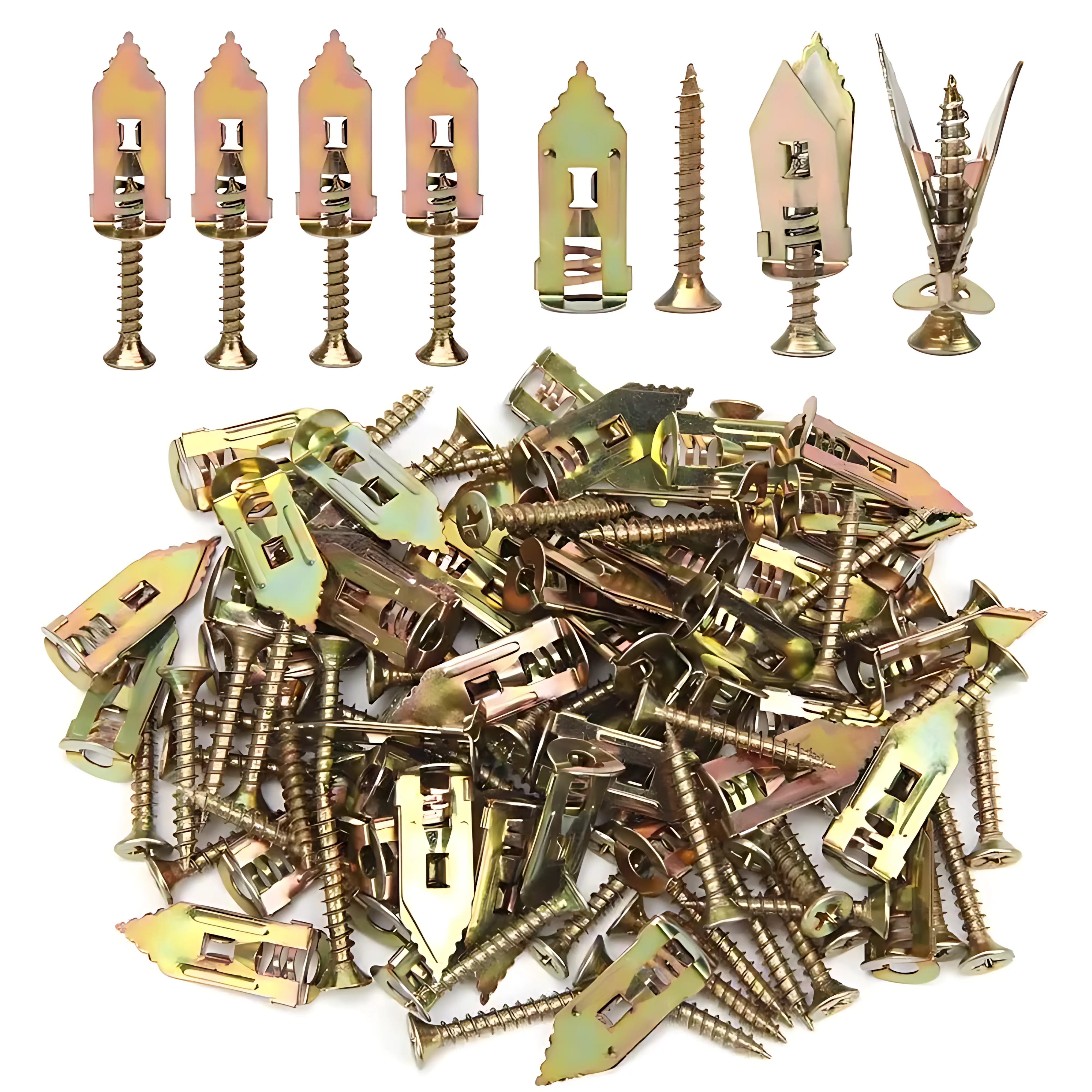 Self-Drilling Expansion Bolt Set No-Drill Drywall Installation 50 Bolts & 50 Screws for Kitchens Living Rooms Bathrooms Offices
