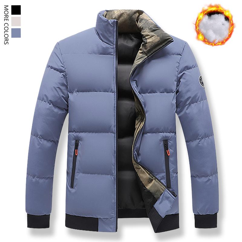 Stylish men's windproof warm jacket, full zipper small stand-up collar design.Lightweight polyester shell, warm and comfortable.Spring and autumn are suitable for all seasons, and leisure and formal can be used.Hand washable with zip pocket