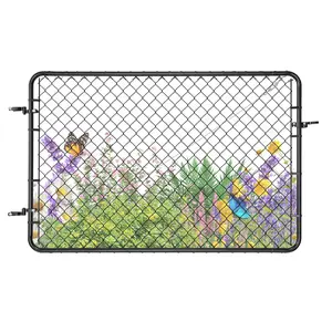 VEVOR Chain Link Fence Gate,  , 72 x 48 in, Adjustable Chain Link Fence Panel, Fit 2.2-6 ft (W) x 6 ft (H) Garden Fence Gate Opening, Fencing Gate with Plastic Coating, for Farm Black, Posts Not Included