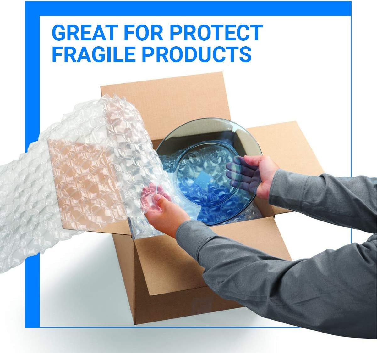 Bubble Cushioning Wrap Rolls 3/16" x 12" x 15' ft Total, Perforated Every 12" for Packaging, Shipping & Mailing