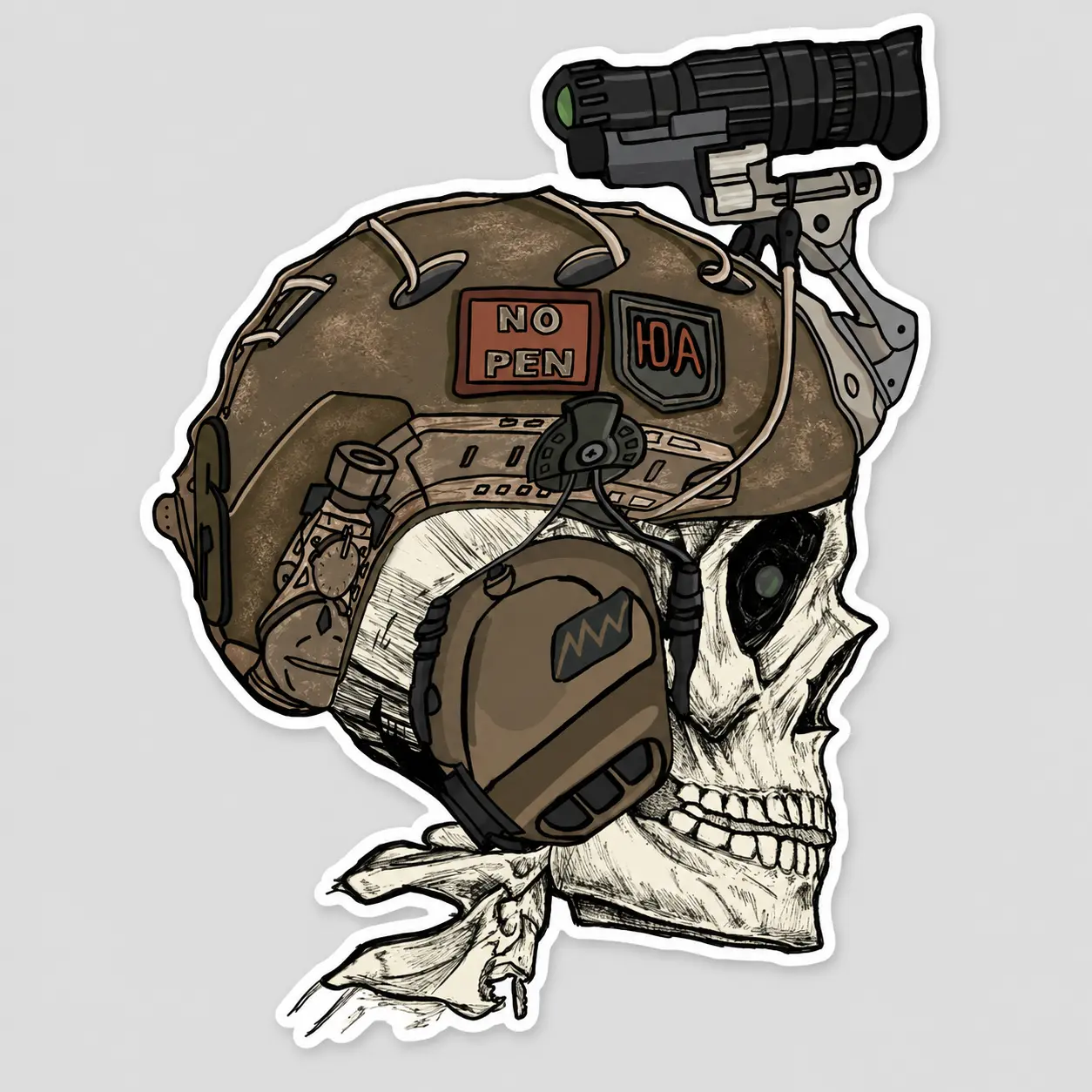 Tactical Operator Skull Sticker NVG Night Vision Decal