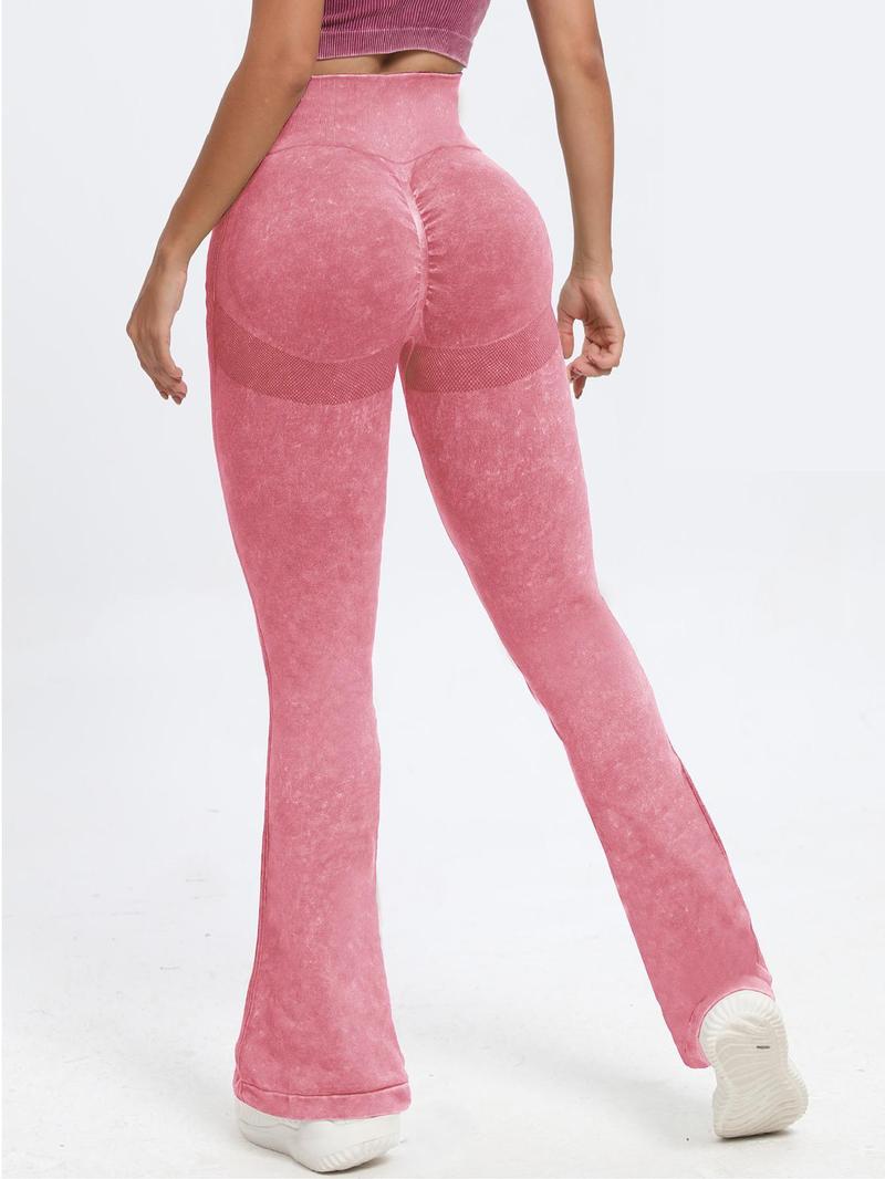 Women's Butt Lifting Flare Leggings Long Length Hidden Scrunch Athletic Outfit with Elastic Waist Yoga Pants for Gym & Casual Wear - Activewear Fitness