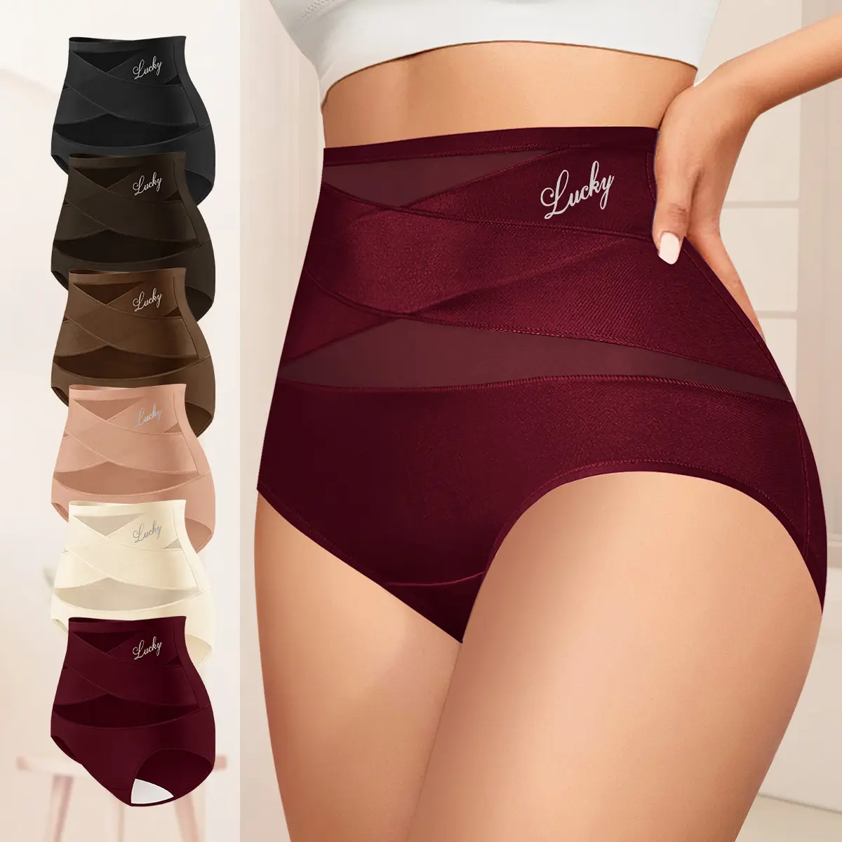 Morelect Women's Underwear 8-Pack, High Waisted Full Coverage Briefs with Breathable Crisscross Mesh and Featherlight Stretch Fabric, Plain, Lightweight,clothes for back to school,first day of school outfits