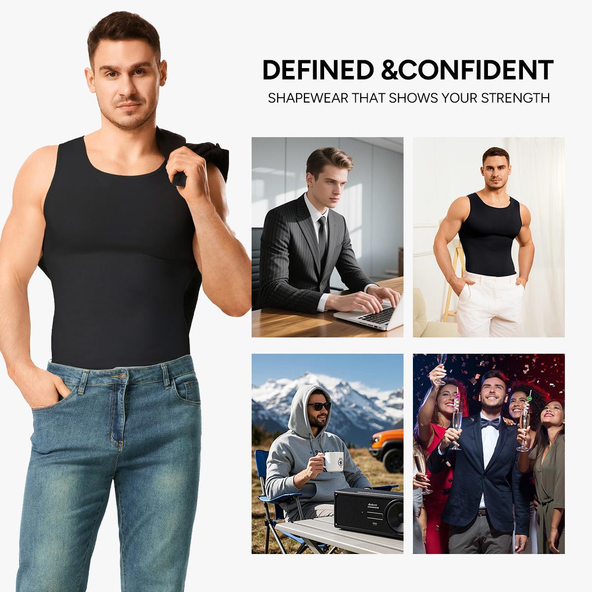 【Nebility】Men’s Compression Sleeveless Tank Top, Waist-Tightening Shaping Vest, 100% Biobased Eco-Friendly Fabric, Breathable Soft Anti-Pilling Sweat-Wicking, Ideal for Gym, Workout, Layering or Outerwear