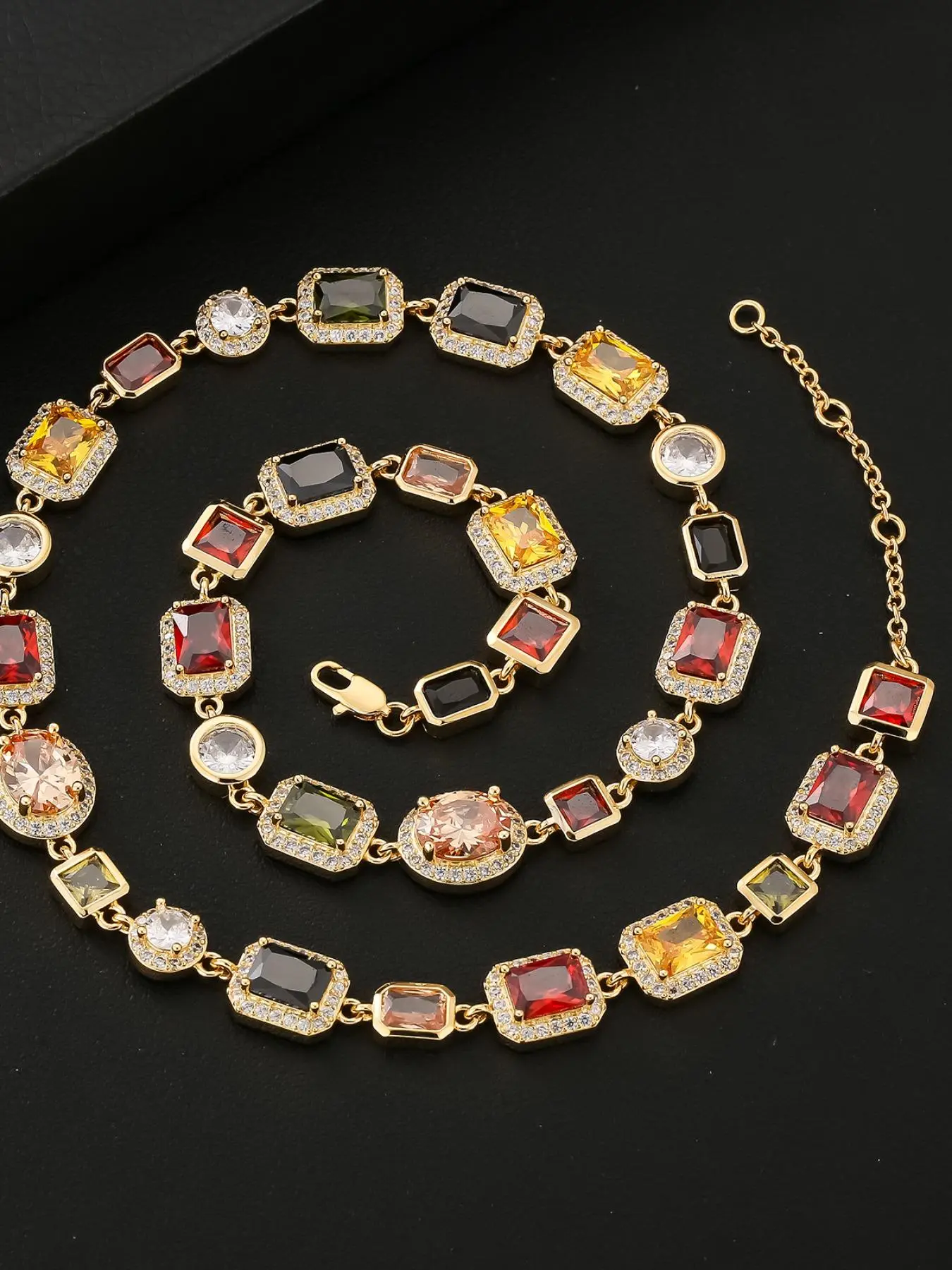 Colorful Rhinestone Decorated Pendant Necklace for Women & Girls, Fashion Jewelry Gifts for Party, Daily Clothing Decor, Elegant Rhinestone Necklace, Bling Necklace