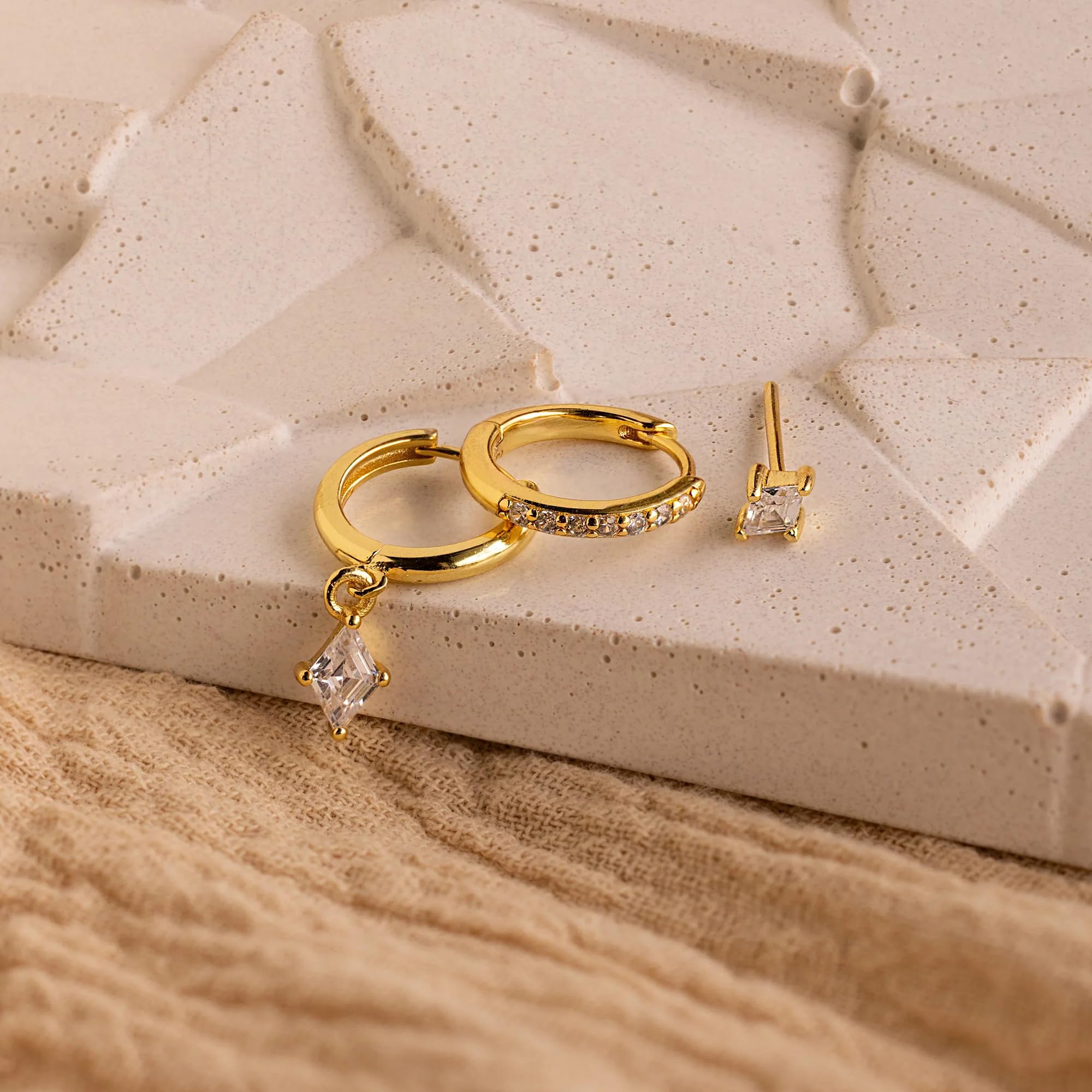 17KM 8 pcs 14K Gold Plated Huggie Earrings Set - Small Stackable Gold Hoop Dangle Earrings for Multiple Piercings, Hypoallergenic Brass Material Cute Minimalist Jewelry for Women Daily Wear 17KM 8 pcs 14K Gold Plated Huggie Earrings Set - Small Stackable Gold Hoop Dangle Earrings for Multiple Piercings, Hypoallergenic Brass Material Cute Minimalist Jewelry for Women Daily Wear