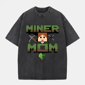 Miner Mom Shirt – Funny Pixel Gaming Design for Cool Gamer Moms – Mother's Day Gift for Minecraft Loving Mama True Fit Cotton T-Shirt
