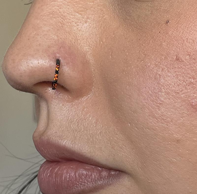 OUFER 20G Micro Gem CZ Hinged Nose Nostril Piercing Hoop Ring 316L Stainless Steel Body Jewelry Black Purple Pink Green Blue Inner Diameter 5mm-12mm Artificial Zircon