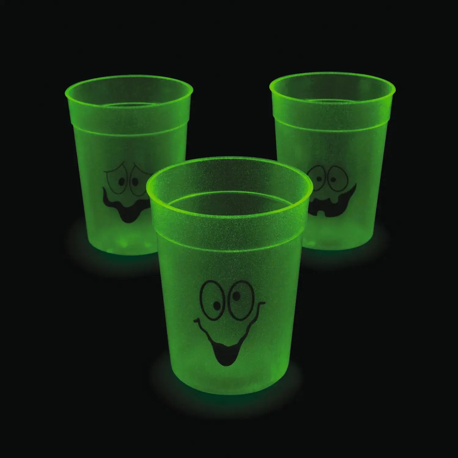 10oz Multicolor Spooky Glowing Face Halloween Plastic Cups - 12 Pc., Gift for Festive Dinner Parties, Movie Nights
