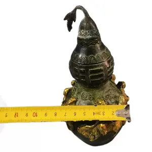 Eata Gift Inc. Gilded Immortal Gourd Sculpture Mythology Inspired Brass Display Ornament