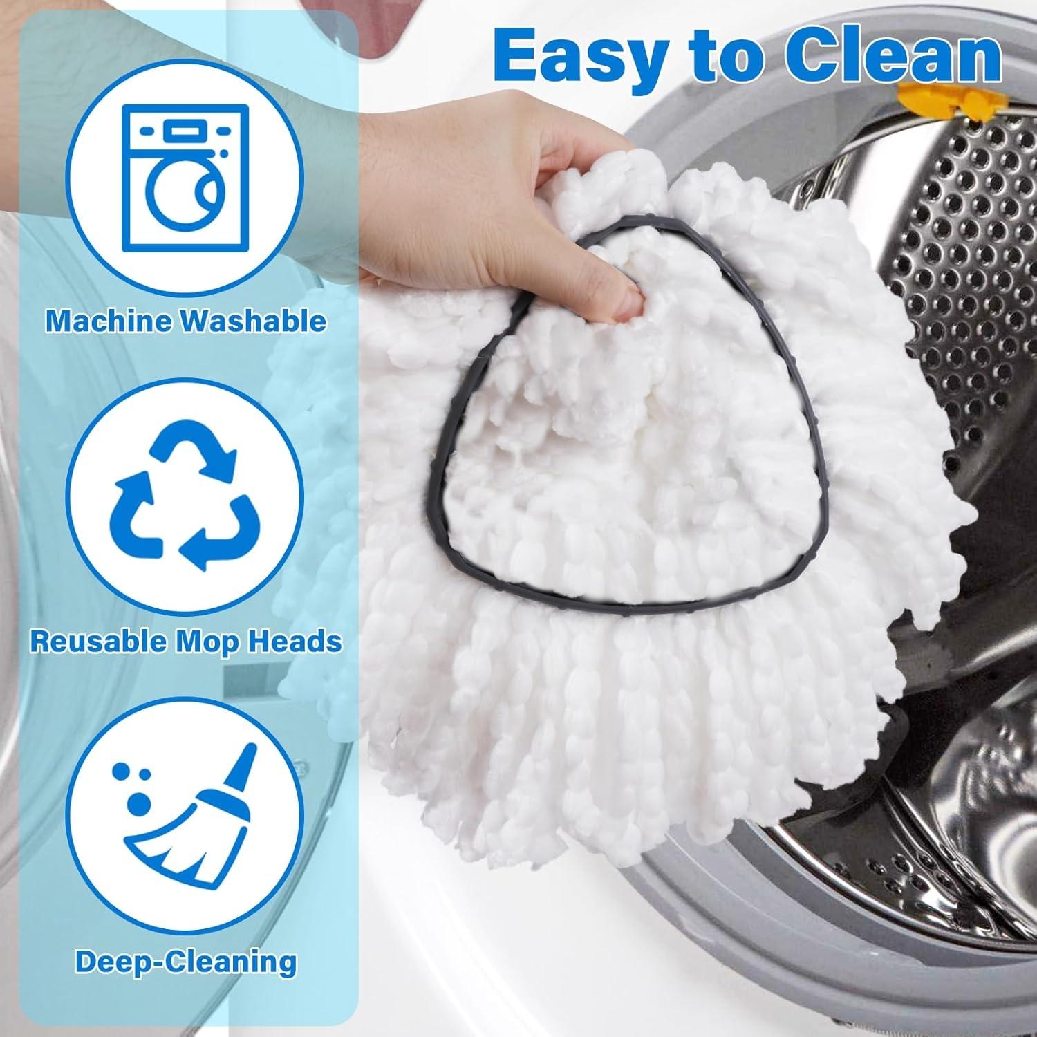(for 1-Tank System Only) 3 Pack Mop Replace Heads, Mop Refill Heads Replacements Compatible with O Cedar Spin Mop- Easy to Replace, Microfiber, Machine Washable Cleaning Durable