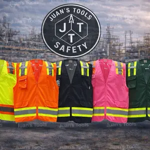 Multipocket Hi-Viz Vest Class 2 ANSI/ISEA 107-2020 High Visibility Yellow with Front Pocket for Safety Gear & Reflectors