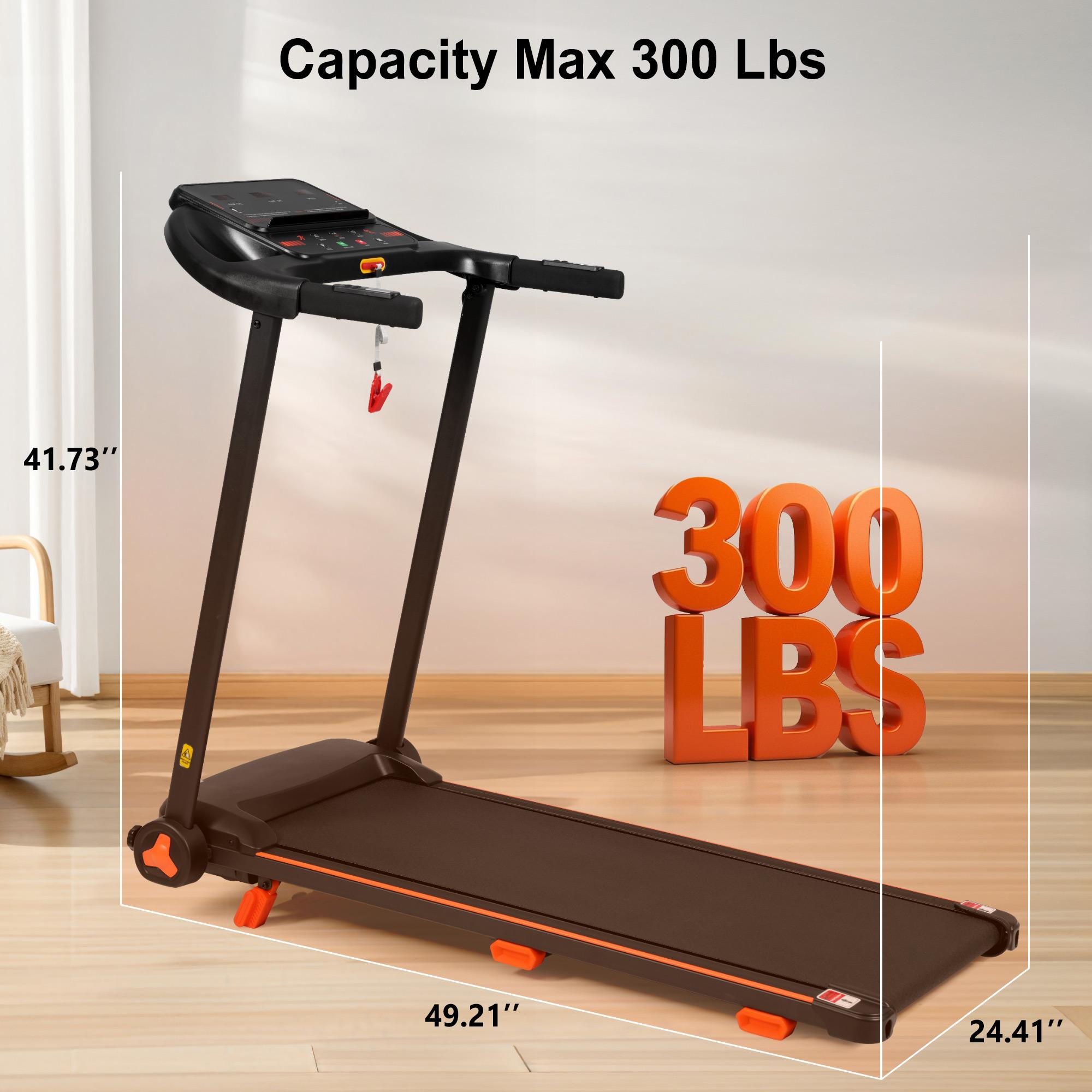 [New arrival]treadmills [300LBS Weight Capacity] (0.5–7.5 mph / 0.8–12 km/h) cater to all fitness levels with Wide-Speed Range Treadmills! fixed a beginner or a seasoned runne
