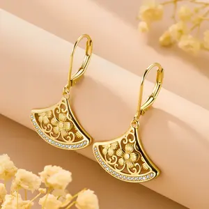 ALEXCRAFT Gold & Silver Flower Earrings for Daily Commute, Lightweight Vintage CZ Drops with Secure Leverback Elegant Earrings Jewelry Gift
