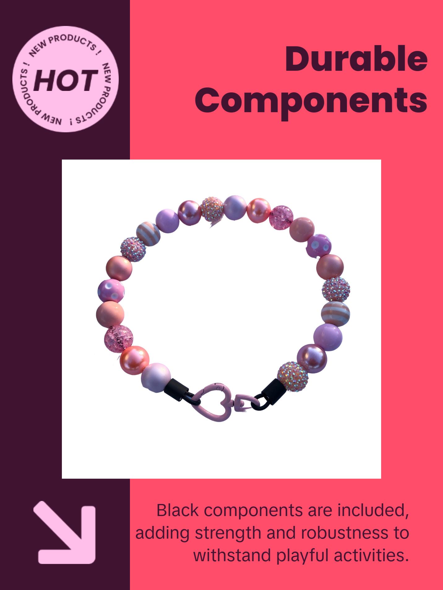 Peachy Pink Beaded Dog Collar | Custom  | Durable Dog Necklace | Coral & Light Pink Bead Collar for Dogs | Puppy Pearls | Pearl Collar