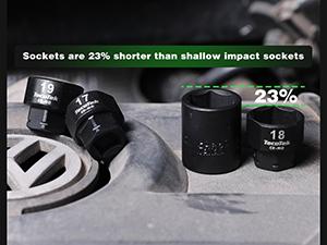 TecoTek 14-Piece 3/8-Inch Drive Metric Low Profile Impact Socket Set 6mm-19mm No Skips 6 Point CR-MO Shorter for Tight Areas TecoTek 14-Piece 3/8-Inch Drive Metric Low Profile Impact Socket Set 6mm-19mm No Skips 6 Point CR-MO Shorter for Tight Areas