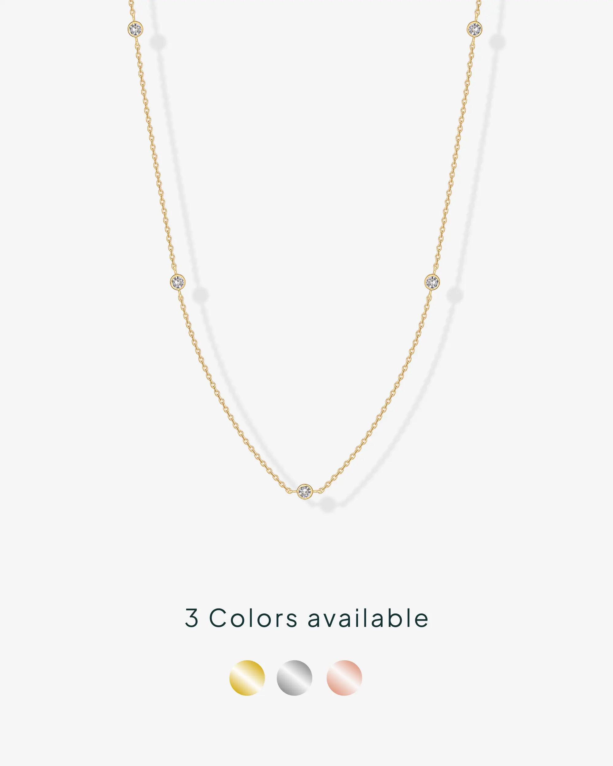 PAVOI 14K Gold Plated Station Necklace for Women - Dainty Choker Simulated Diamond Necklace - Lightweight Womens CZ Chain Necklace