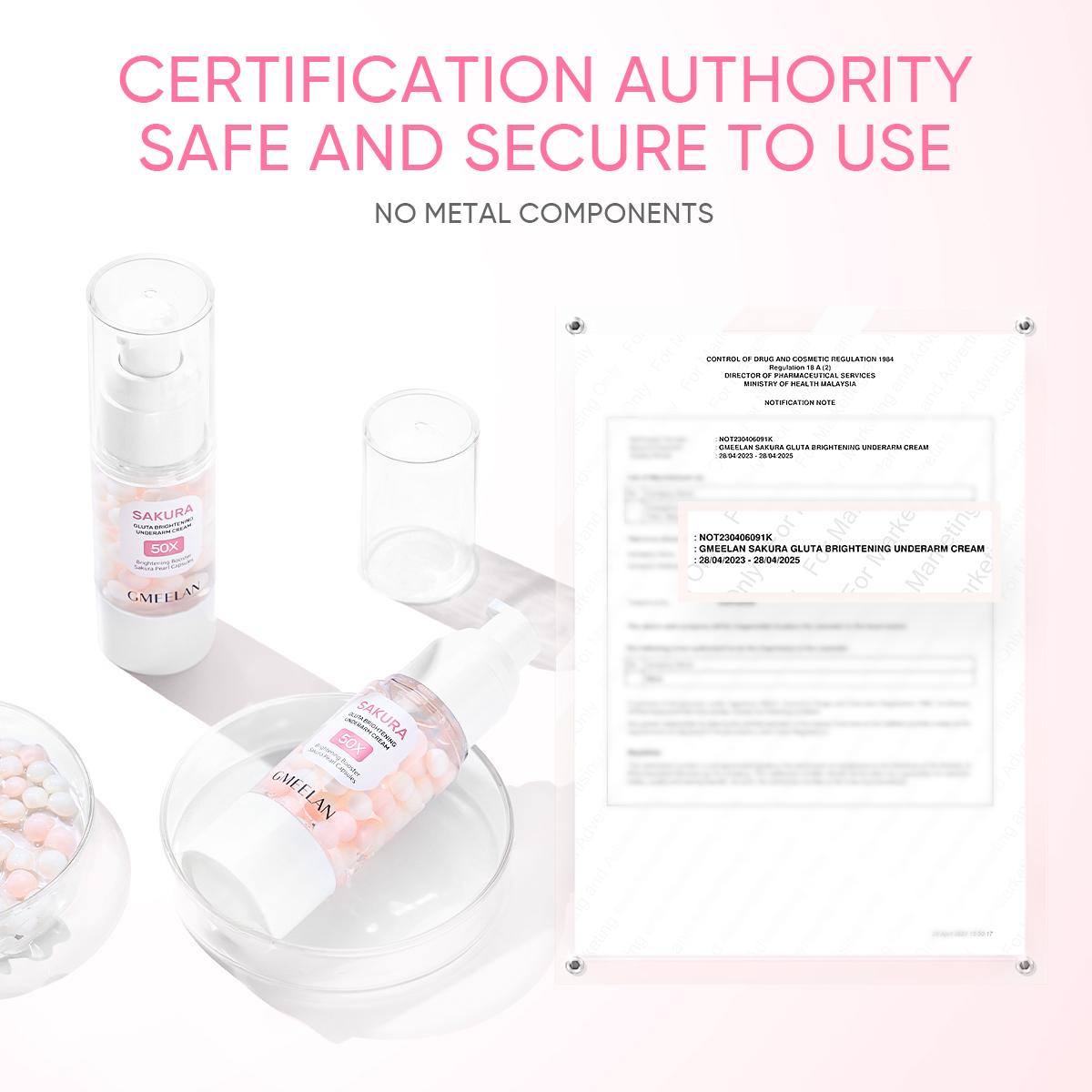 【B】GMEELAN 2pcs Skincare Set With Orange Enzymes Exfoliating Gel 50G Sakura Gluta Underarm Cream 30G