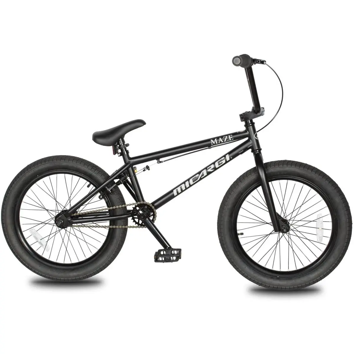 212 MAIN 20 in. Maze BMX Bicycle - Matte Black, Steel Frame, Sealed Alloy Rims, U-Brakes, Park-to-Street Use, Black Tire