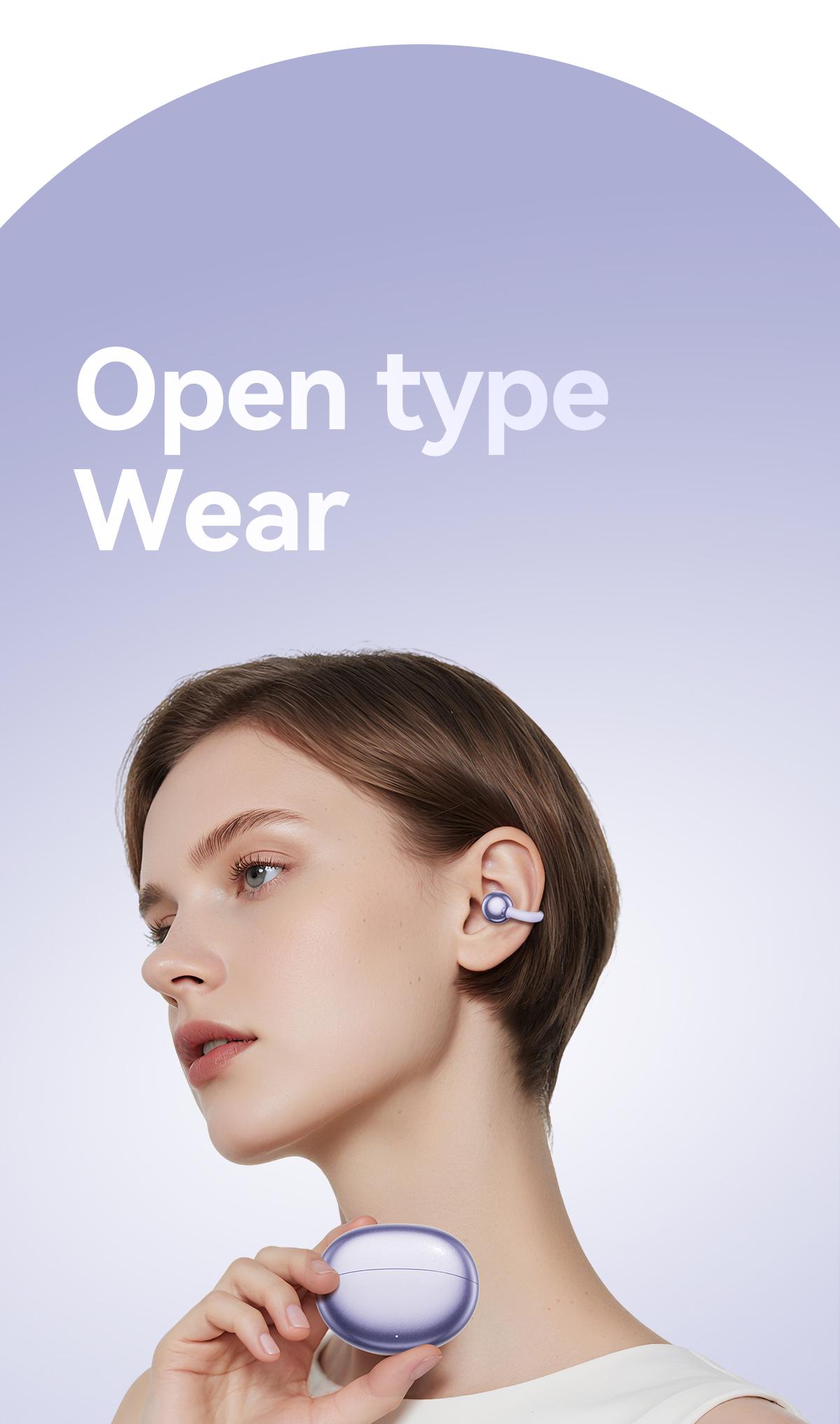 CHENRUIDA GL8 Clip On Wireless Headphones 2025 Bluetooth 6.0 DT6.0 Tech 360° Sound IPX7 Waterproof TWS Earbuds for Music Calls Sports Purple TWS Electronic