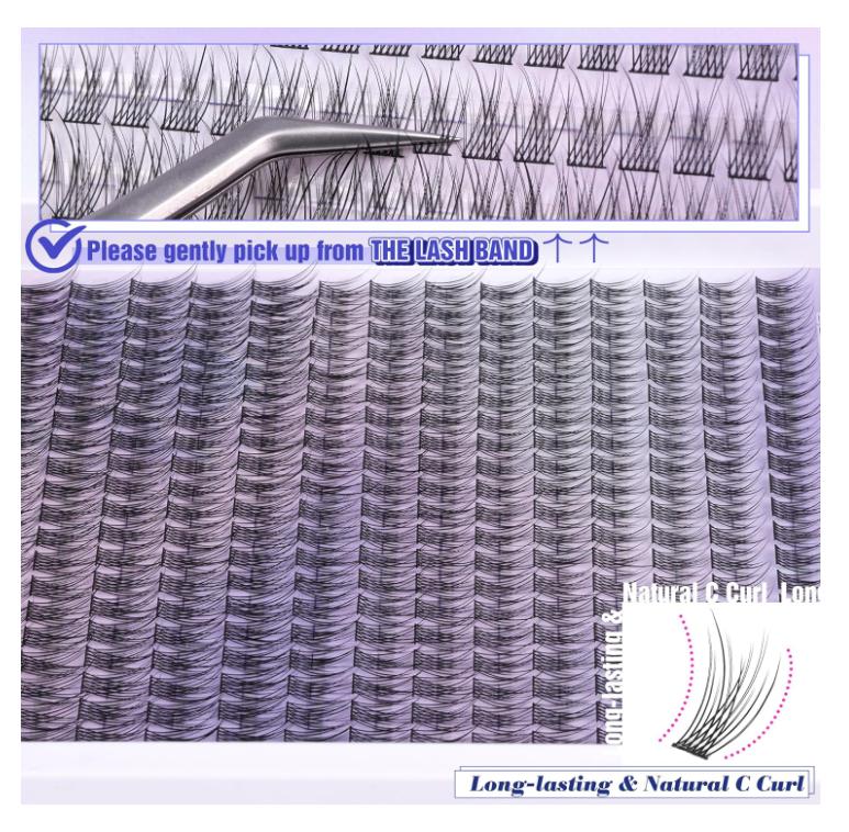 Natural Lash Clusters Wispy Lash Extensions Short 10-14mm DIY Cluster Eyelash Extension C-Curly 280pcs Soft Thin Band Individual Lashes by ALICE