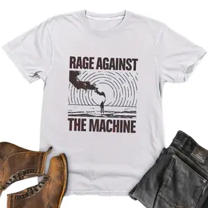 Men'S Rage Against the Machine Graphic Tee, Casual Crew Neck Short Sleeve T-Shirt, 100% Polyester Knit Fabric, Medium Stretch, Summer Top for Going Out- H Fit, 150gsm