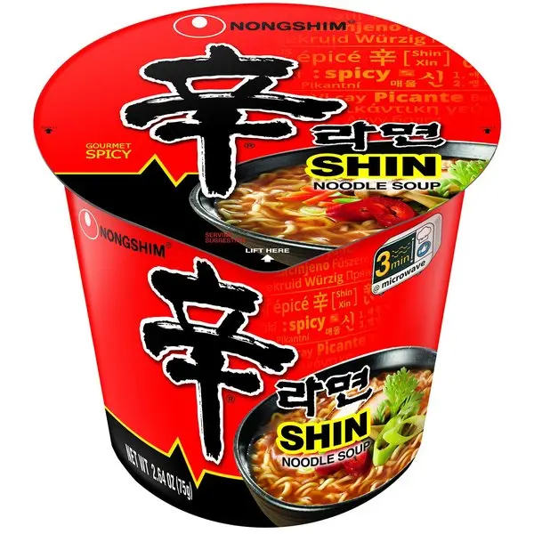 Spicy Instant Ramen Noodle Soup Original Flavor Microwaveable Cups Quick Meal 2.64oz 6 Pack