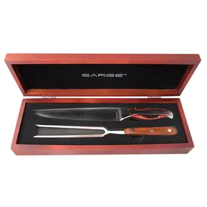 Prime Cut 2 Piece Carving Set Stainless Steel Knife and Fork Set for Kitchen and BBQ Use
