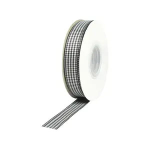 5/8" Micro Gingham Check Black (030)/White (029) 25 Yd Roll