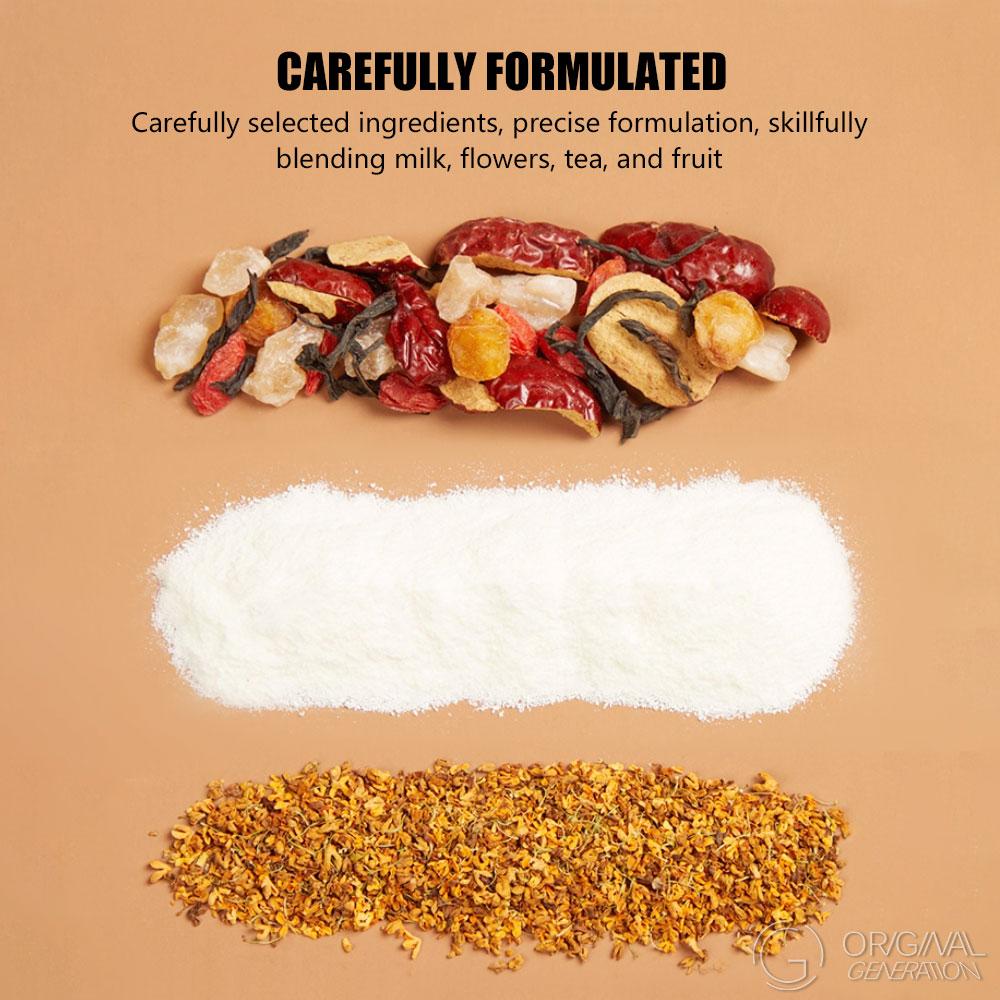 Rose/Osmanthus Baked Milk Tea 1 Carton 6 Drinks With Red Dates, Rock Sugar, Longan, Goji Berry, New Zealand Milk, Golden Needle Black Tea