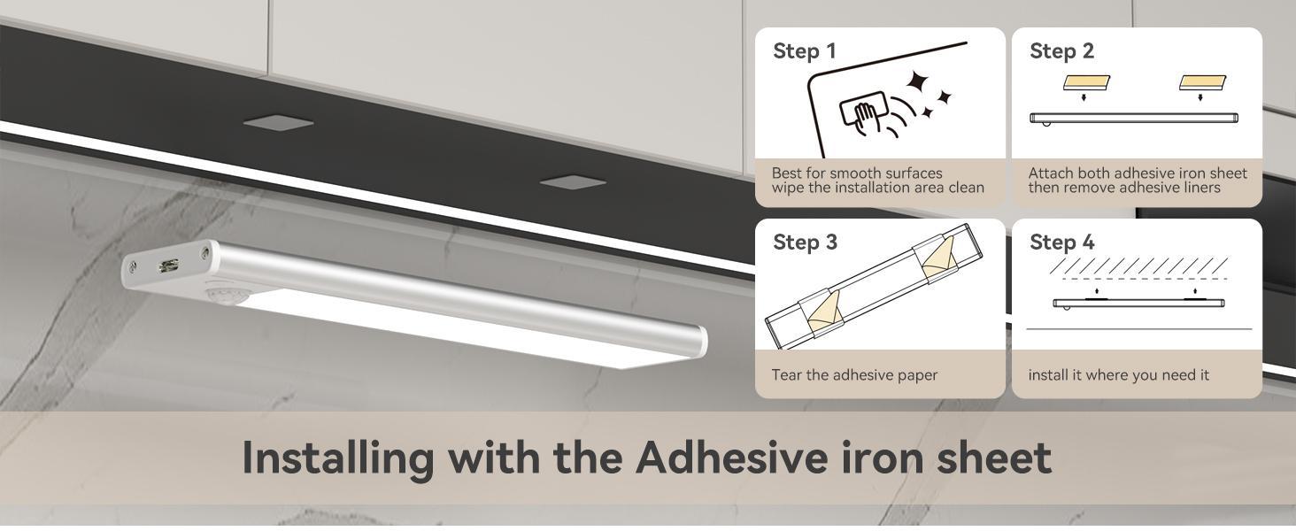 Under Cabinet Lighting, Motion Sensor Light Indoor, USB Rechargeable Battery Operated with Magnetic Closet, Kitchen, Counter, Motion-Activated Auto Shut-Off, Eye-Care Gradual Brightness (2/4-Pack)