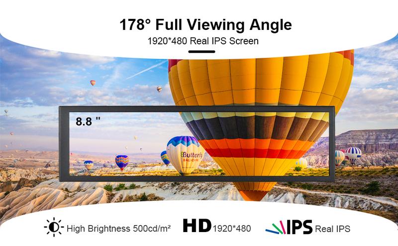 wisecoco 8.8“ Mini Bar Screen Display - Ultra-Wide IPS Panel, Type-C Connectivity, System Monitor for PC and Mac