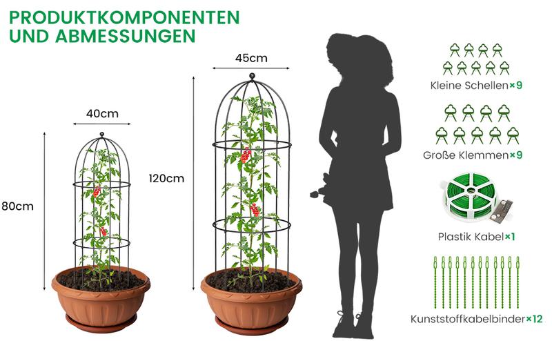 Lilypelle 3/4-Pack Leaf Metal Garden Trellis for Climbing Plants, Flowers, Tomatoes, Cucumbers, and Roses – Outdoor Plant Support & Garden Decoration