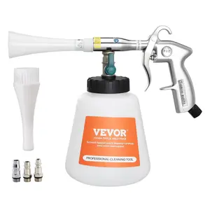 VEVOR Car Cleaning Gun 6-9.2 Bar High-Pressure Air Blow Gun with 2 Nozzles & 1L Liquid Bottle Vortex Cleaning Tool for Car Interior & Exterior