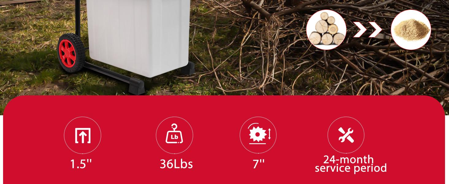 PowerSmart Electric Wood Chipper 15-Amp with Collecting Bin for Garden, Yard(PS12A)