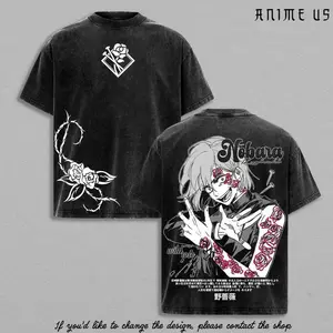 Nobara Kugisaki Jujutsu Kaisen Rose Graphic Vintage Washed Oversized T Shirt Anime Streetwear Heavy Cotton Gift For Anime Fans men  clothing