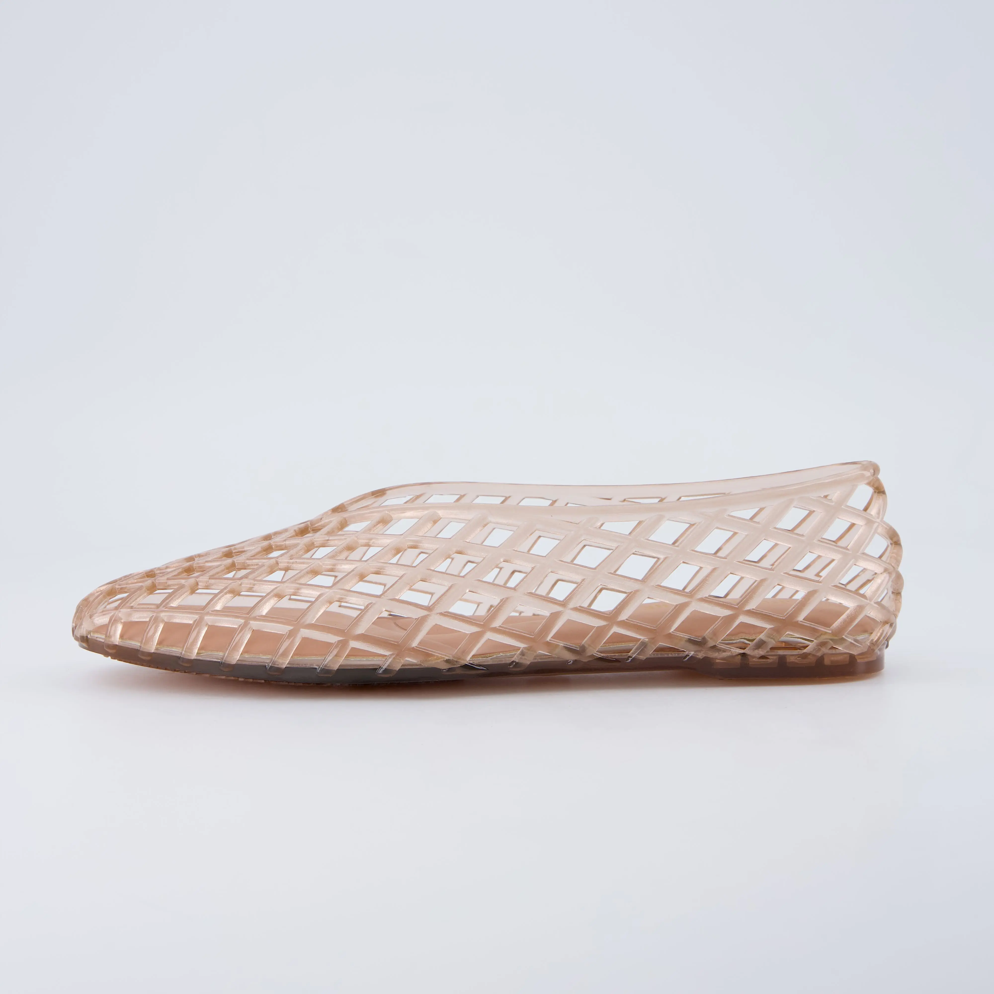 Cushionaire Siesta Modern Lattice Ballet Flats for Women, Comfortable Slip On Pointed Toe Womens Jelly Shoes