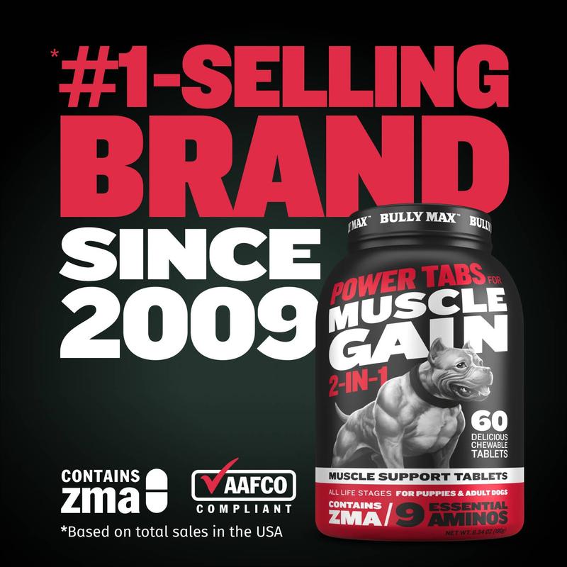 Bully Max 2-in-1 Muscle Builder Chewable Tablets for Puppies & Adult Dogs - Ultimate Canine Dog Supplement for Muscle Gain